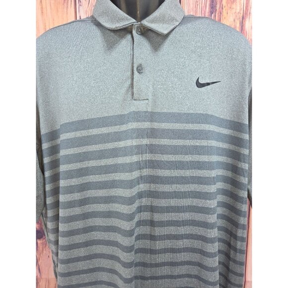 Nike Golf Dri-Fit Polo Shirt XL Striped Gray Short Sleeve Mens - Picture 3 of 7